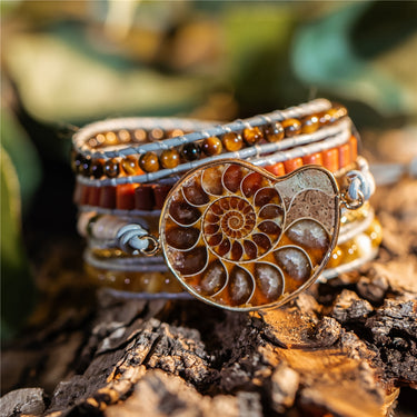 65-Million-Year-Old Ammonite Fossil Nurturing Wrap Bracelet